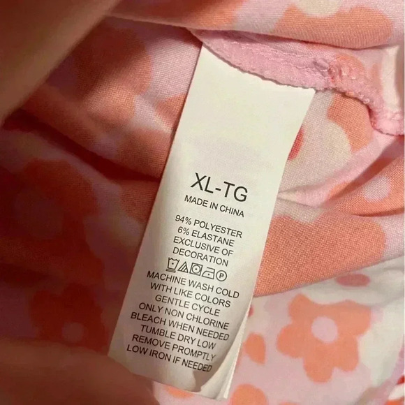 Kate Spade Floral Orange Pink White Quarter Sleeve Button Down Pajama Top Sz XL - Picture 6 of 10